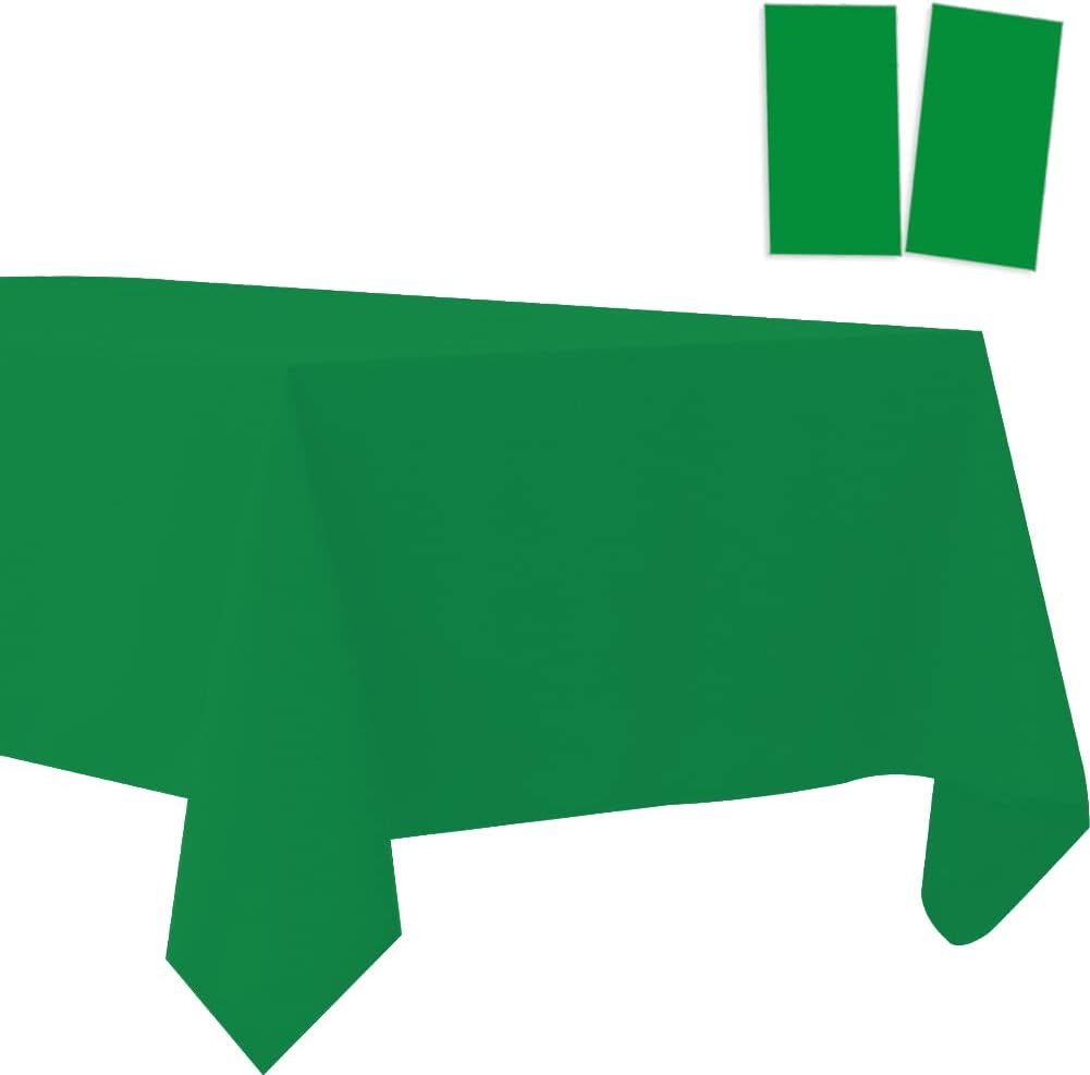 2 Pack Green Plastic Tablecloths for BBQ Picnic Birthday Weddings