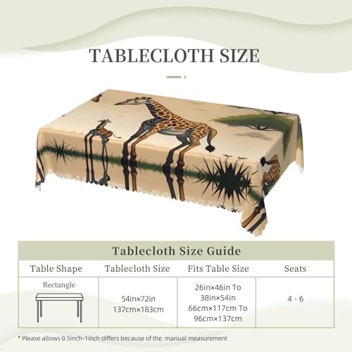 Mother and Child Giraffe Tablecloths Waterproof Square 54 X 72 Inches