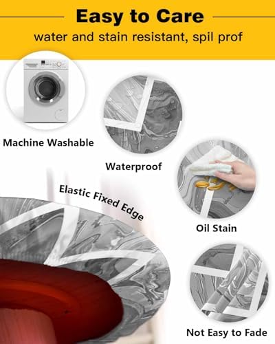 Marble Gray Round Waterproof Table Cover 36-44 Inch