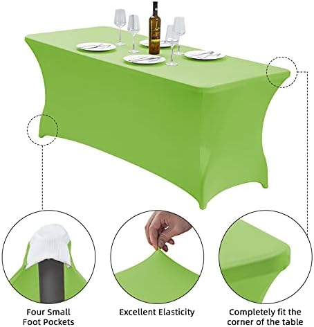 CWK 6FT Waterproof Stretch Spandex Table Cover - Light Green