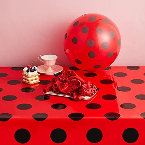 Tegeme Ladybug Tablecover Set 4pcs Black Red Rectangular Tablecloths