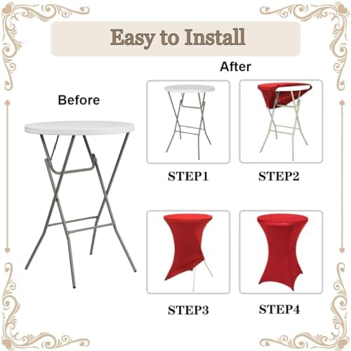 Albassa 2 Pack Cocktail Table Covers 32x43 Spandex Stretch Round Tablecloths for Bar Wedding Banquet Tables