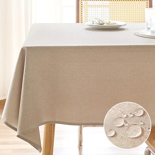 AUSSPVOCT Textured Linen Tablecloth 60x84 Water Resistant