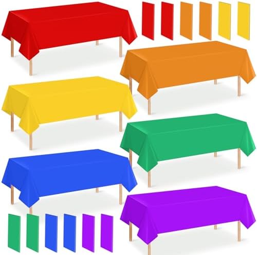 12 Pack Rainbow Color Tablecloths for Events