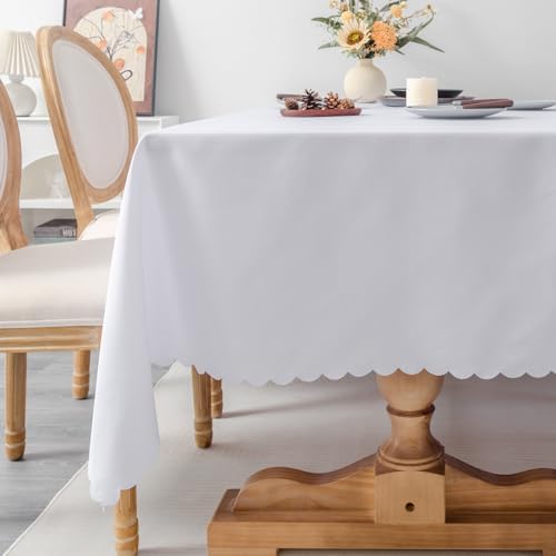 White Rectangle Tablecloth 60x84 Inch Washable Table Cover