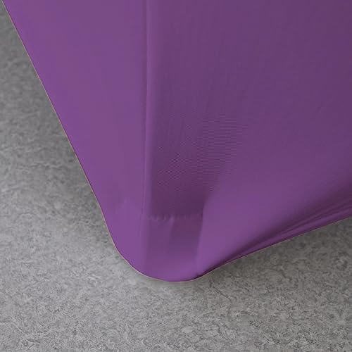 2 Pack 6FT Purple Spandex Tablecloth for Rectangular Tables