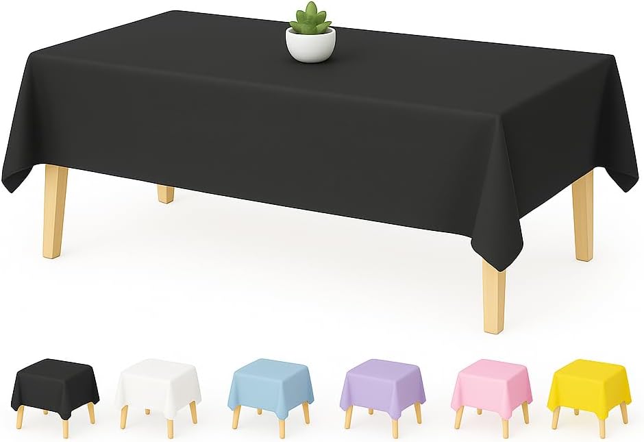 YHMLUX Disposable Table Cloth 12 Pack Black 54x108 Inch