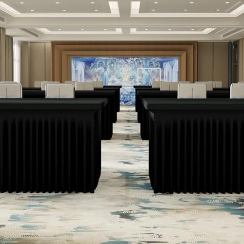 Smiry Spandex Tablecloth for 6FT Tables Black