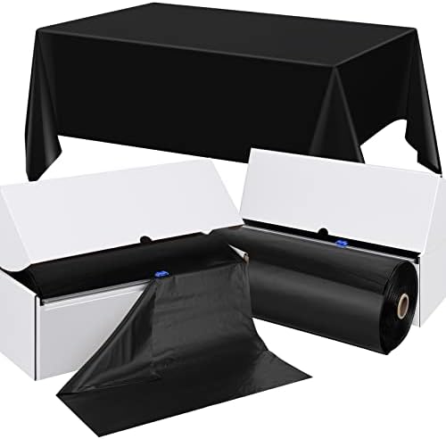 Moukeren 2 Pieces 54 Inch x 300 Feet Plastic Tablecloth Roll with Slide Cutter