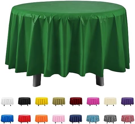 Eleclassi Emerald Green 6 Pack Round Disposable Tablecloths - 84 Inch