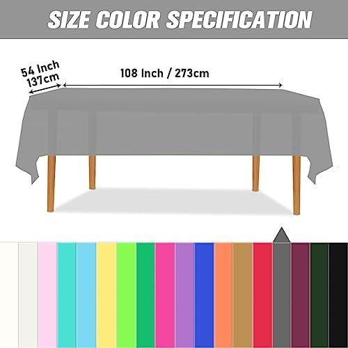 Kesfey Premium 3 Pack Silver Plastic Tablecloths