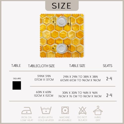 Beehive Tablecloth 54x54 Inch Yellow Gold Honeycomb Design
