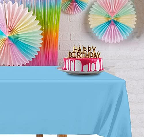 DecorRack 2 Pack Rectangle Tablecloths 54 x 108 Inch Light Blue BPA-Free