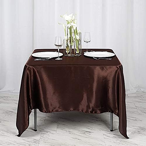 5 pcs 72x72 inch Chocolate Brown Satin Tablecloth Overlays for Events