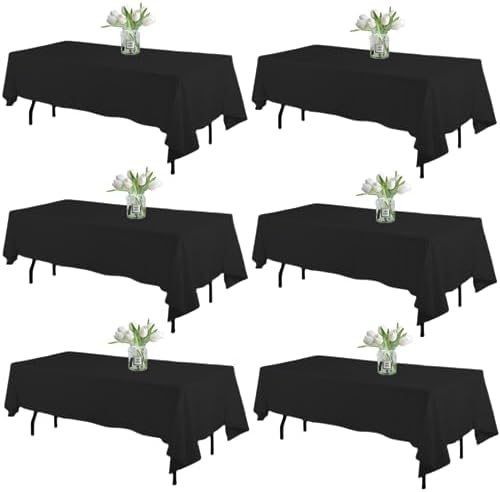 Wigenius 6 Pack Black Rectangle Tablecloths 60x102 Inch