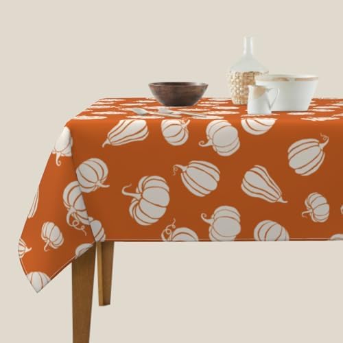 Lvhompro Fall Pumpkin Tablecloth 54x54 Inch Square White