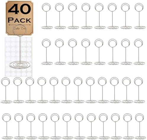 Cyrico 40 Pcs Table Number Place Card Holder with Silver Clamps