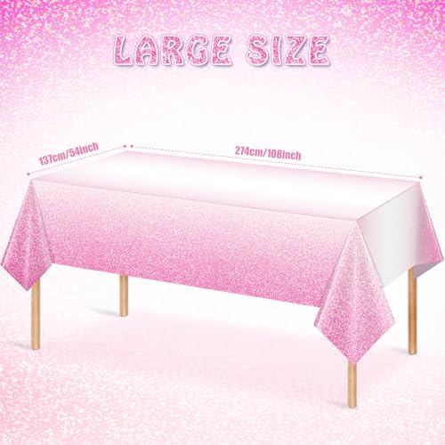 FunnyPars 3 Pack Ombre Pink Tablecloths for Parties