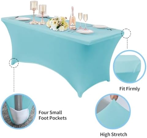 HAORUI 6FT Stretch Tablecloth 4 Pack Durable and Soft