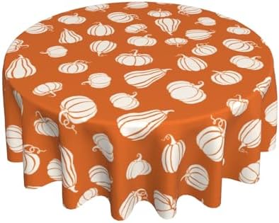 Fall Tablecloth 60 Inch Round White Halloween Decor