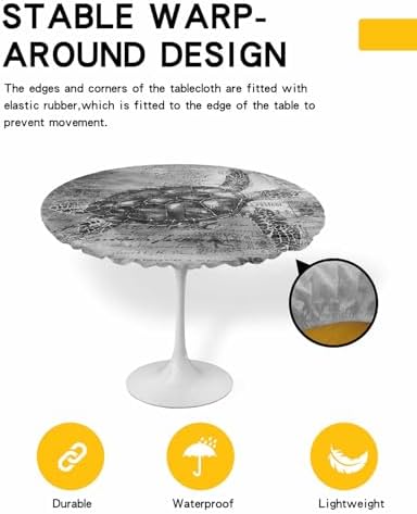 Grey Turtle Round Waterproof Table Cover 36-44 Inches
