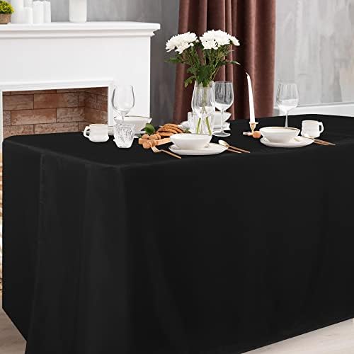 Obstal 2 Pack Black Tablecloths for 4 Foot Rectangular Tables