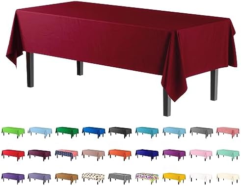 Exquisite 4-Pack Burgundy Plastic Tablecloth - 54In x 108In