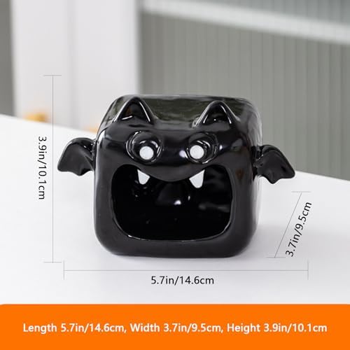 Cute Halloween Candy Bowl with Black Bat Design