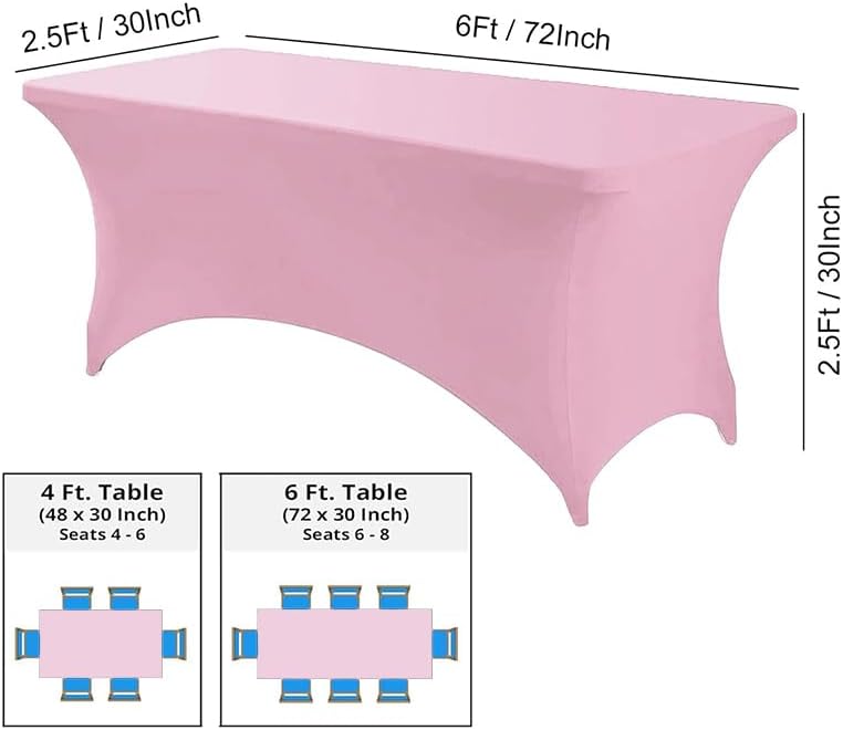 Spandex Table Cover 6ft Pink 4ft Rectangular Stretch Tablecloth for Home Events