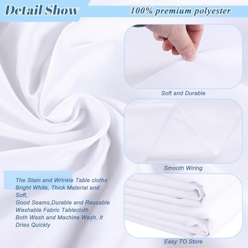 Kesfey 6 Pack White Tablecloths 60x102 Inch