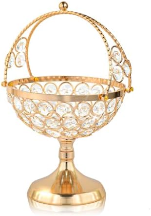 Crystal Candy Bowl Holder Decorative Fruit Bowl Stand Flower Basket Ornament Home Decor Table Centerpiece Gold S