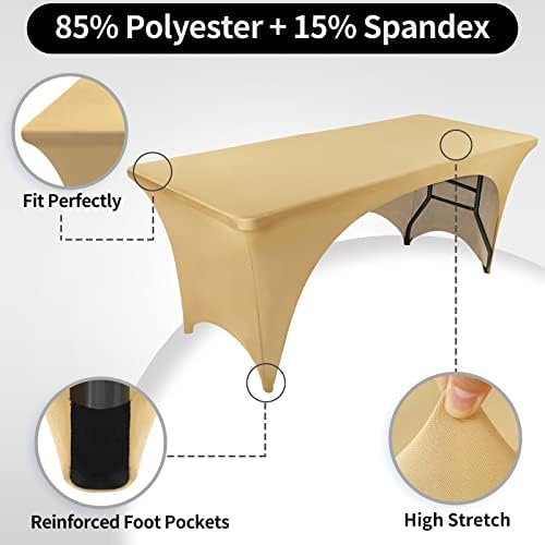 FestiCorp Beige Spandex Table Cover for 5 Foot Table