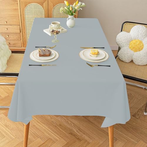 Gray Plastic Tablecloth 2 Pack 54x108 Inch Disposable Table Cover for Rectangular Table