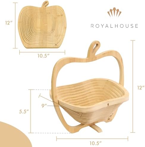 RoyalHouse Bamboo Foldable Fruit Bowl Apple Shape