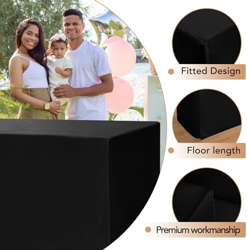 HolidayIdeas Fitted Table Covers 2 Pack Black