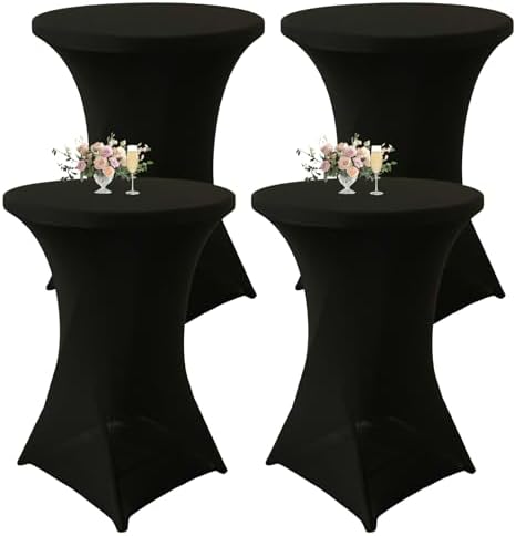 4 Pack Cocktail Table Covers 32x43 Inch Round Tablecloths for Party Wedding Banquet