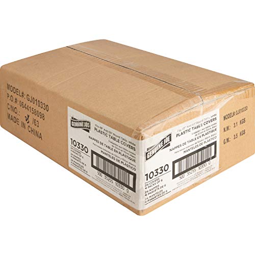Genuine Joe White 84 Inch Plastic Round Tablecovers Pack of 24