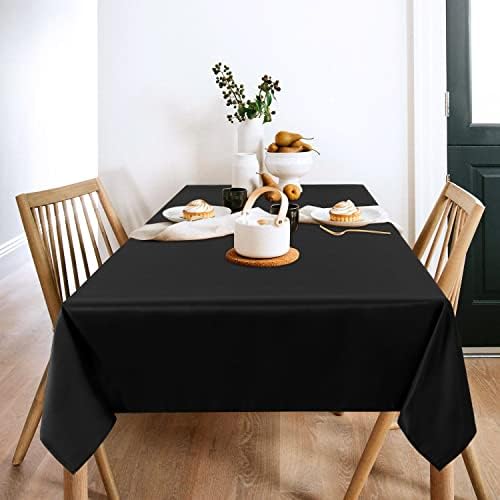 Sancua 2 Pack Black Tablecloth 60x84 Inch Rectangle 4 Feet Table Cover
