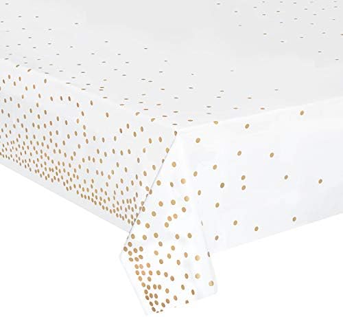 4 Pack Plastic Tablecloths with Gold Dot Design