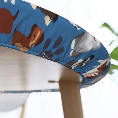 Cute Dogs Blue Tablecloth with Elastic Edge Small