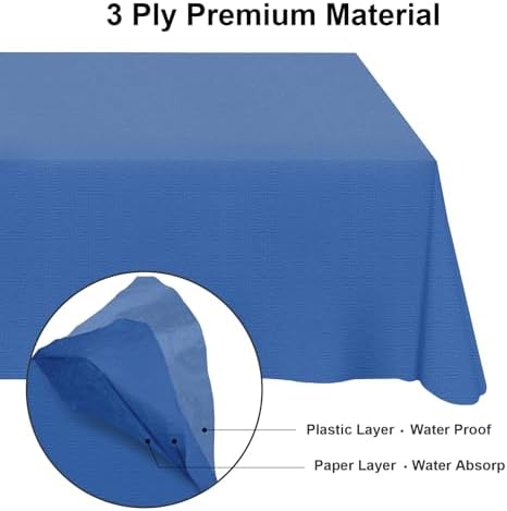 Qi Boo 3 Pack Blue Paper Tablecloths for Rectangle Tables 54x108 Inch