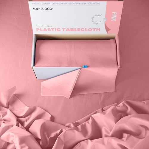 Exquisite Pink Plastic Table Cover Roll