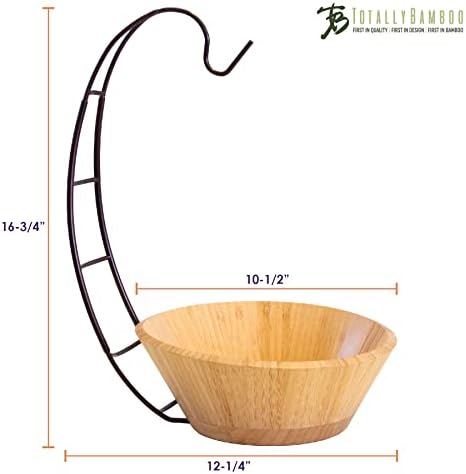 Totally Bamboo Fruit Basket Bowl with Banana Holder Hook