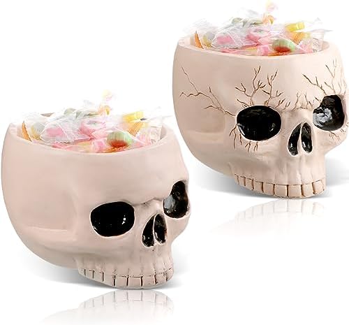Sliner 2 Pcs Halloween Skull Bowl and Cup - Decor Figurine