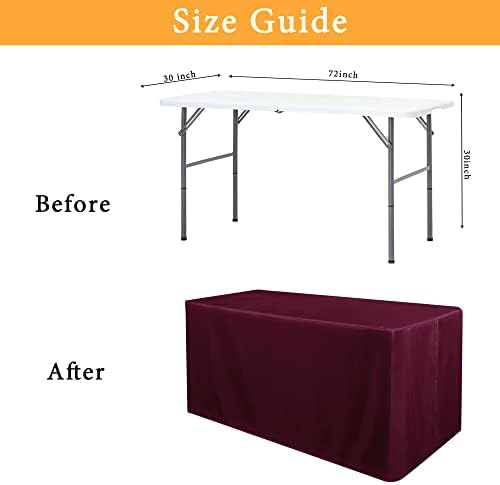 Obstal 2 Pack Fitted Table Covers for 6 Foot Tables - Burgundy