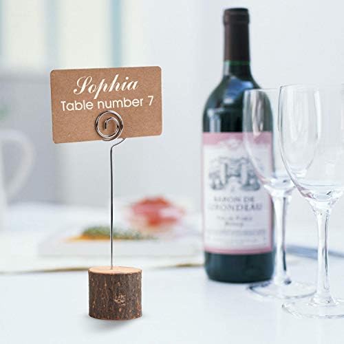 10Pcs Premium Wood Place Card Holders with 20Pcs Kraft Place Cards