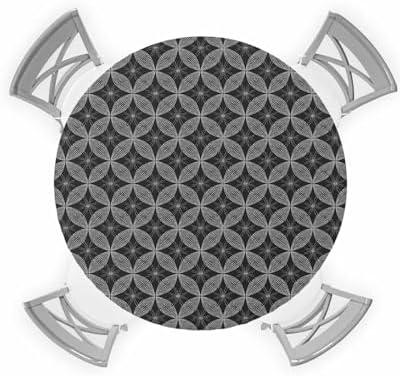 Fantasy Grey Round Waterproof Table Cover Fitted Tablecloth