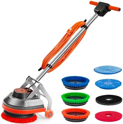 HHQ Heavy Duty Floor Scrubber with Brushes Pads and 50-Foot Cord