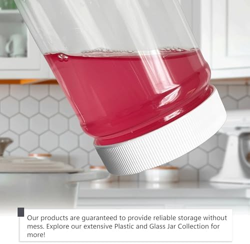 Plastic Storage Jars with Leak Proof Lids 16oz 6 Pack