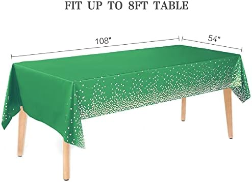 8 Piece Green and Gold Plastic Tablecloth 54x108 Inch